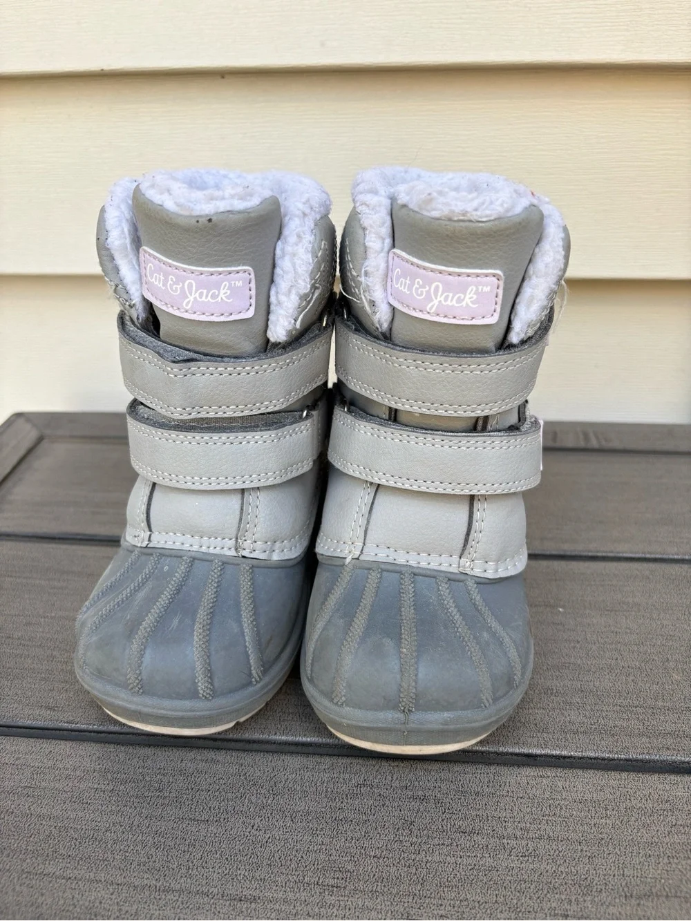 Cat & Jack Toddler Gray Boots with Light Pink Accents